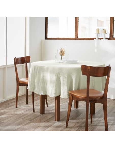 Nappe de table "Gaïa" ronde 180 cm Gaze de Coton l'Effet Papillon