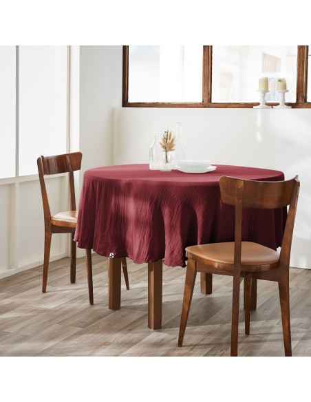 Nappe de table "Gaïa" ronde 180 cm Gaze de Coton l'Effet Papillon