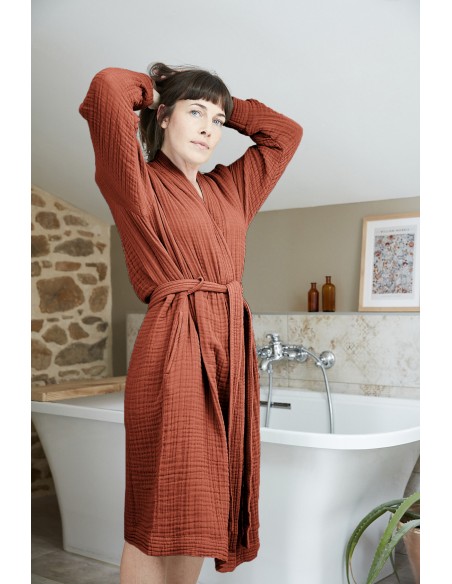 Peignoir kimono mixte Gaze de coton unie Gaïa l'Effet Papillon