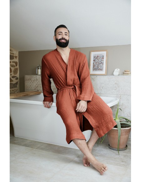 Peignoir kimono mixte Gaze de coton unie Gaïa l'Effet Papillon