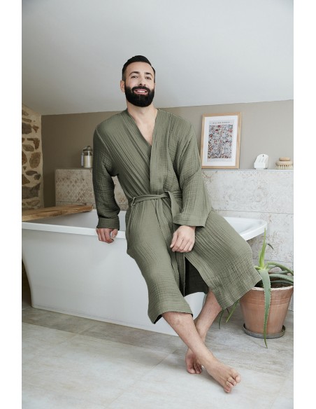 Peignoir kimono mixte Gaze de coton unie Gaïa l'Effet Papillon