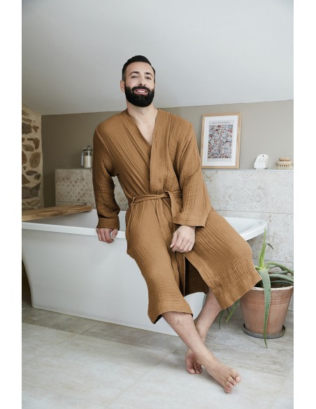 Peignoir kimono mixte Gaze de coton unie Gaïa l'Effet Papillon