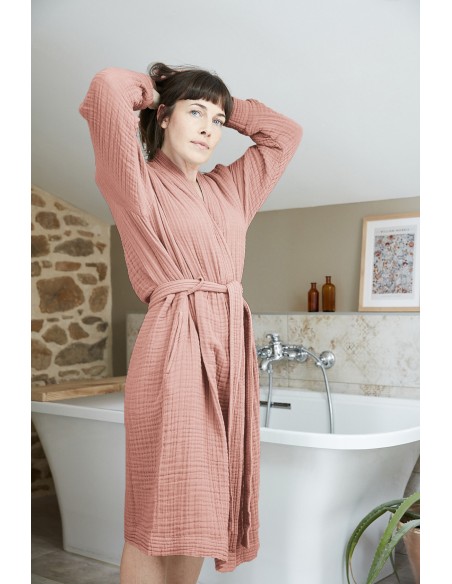 Peignoir kimono mixte Gaze de coton unie Gaïa l'Effet Papillon