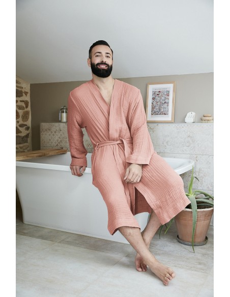 Peignoir kimono mixte Gaze de coton unie Gaïa l'Effet Papillon