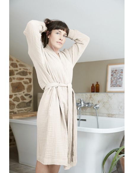 Peignoir kimono mixte Gaze de coton unie Gaïa l'Effet Papillon