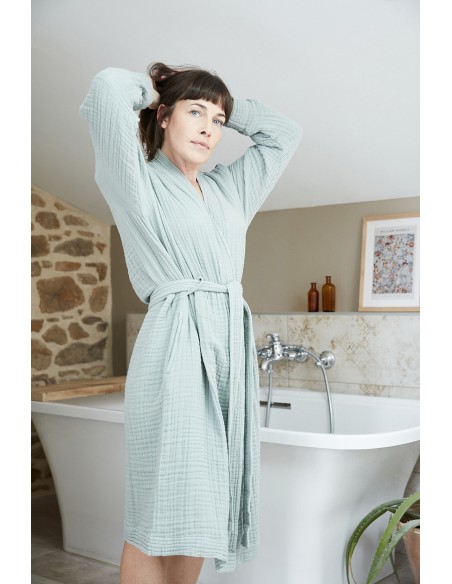 Peignoir kimono mixte Gaze de coton unie Gaïa l'Effet Papillon