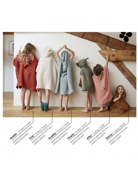 Poncho enfant mixte Gaze de coton unie Gaïa l'Effet Papillon