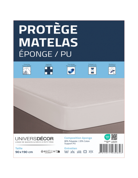Protège matelas imperméable, absorbant et anti-acariens 90 x 190 cm