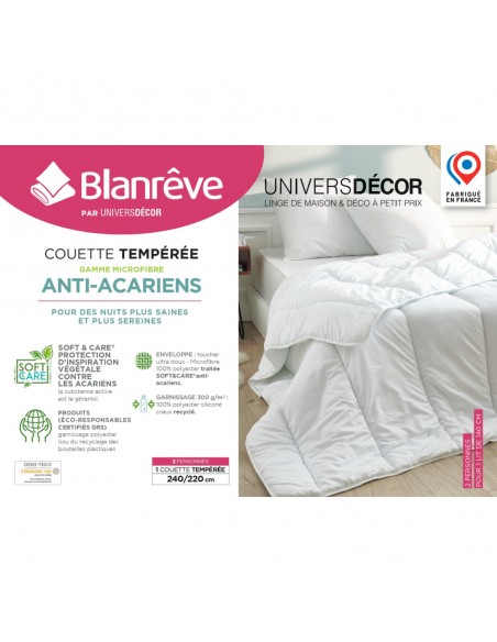 Couette Blanrêve Gamme "Douceur" 240 x 220 cm traité Anti Acarien Soft & care