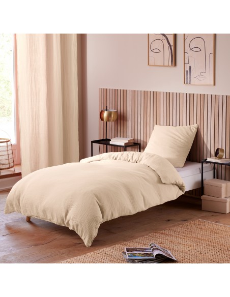 Parure de draps 3 pièces "Noah" Gaze de Coton pour lit 1 Place