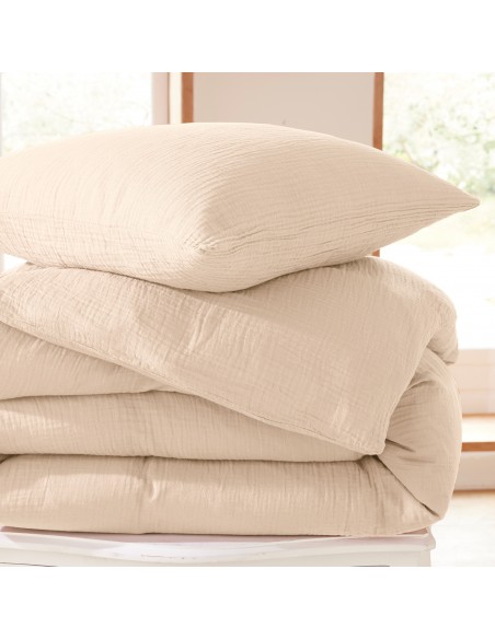 Parure de draps 3 pièces "Noah" Gaze de Coton pour lit 1 Place