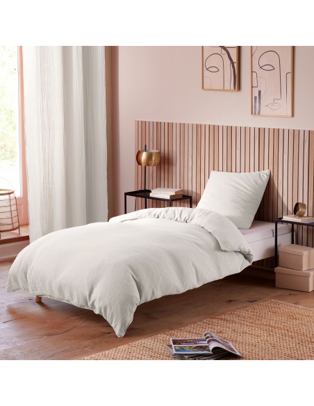 Parure de draps 3 pièces "Noah" Gaze de Coton pour lit 1 Place