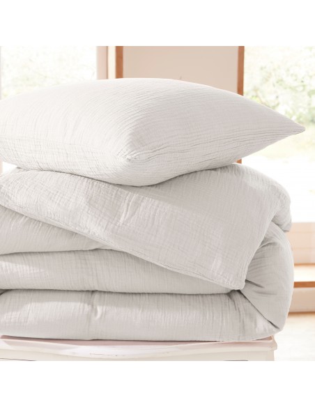 Parure de draps 3 pièces "Noah" Gaze de Coton pour lit 1 Place