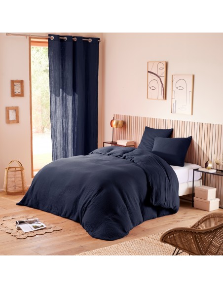 Parure de draps 4 pièces "Noah" Gaze de Coton pour lit 2 Places 140 cm