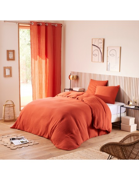 Parure de draps 4 pièces "Noah" Gaze de Coton pour lit 2 Places 140 cm