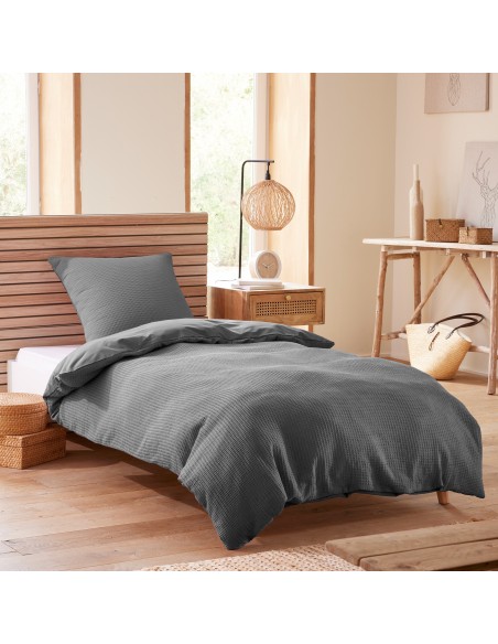 Parure de couette "Nid d'abeille" 140 x 200 pour lit 1 place