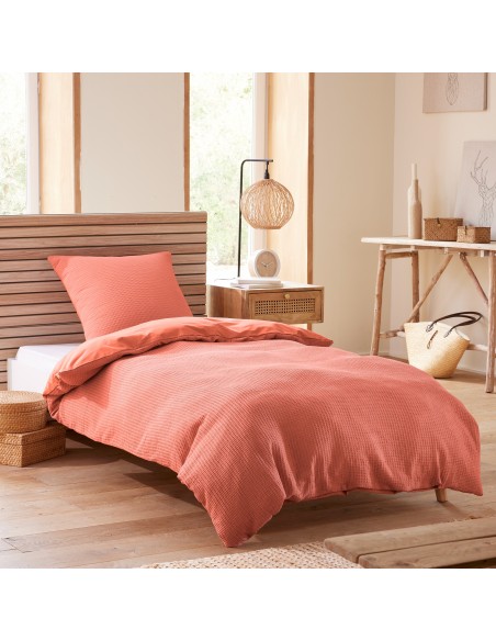 Parure de couette "Nid d'abeille" 140 x 200 pour lit 1 place