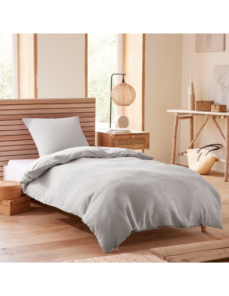 Parure de couette "Nid d'abeille" 140 x 200 pour lit 1 place