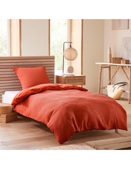 Parure de couette "Nid d'abeille" 140 x 200 pour lit 1 place
