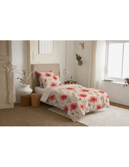 Pack housse de couette 140 x 200 réversible "Anaelle" 4 pièces pour lit 90 x 190