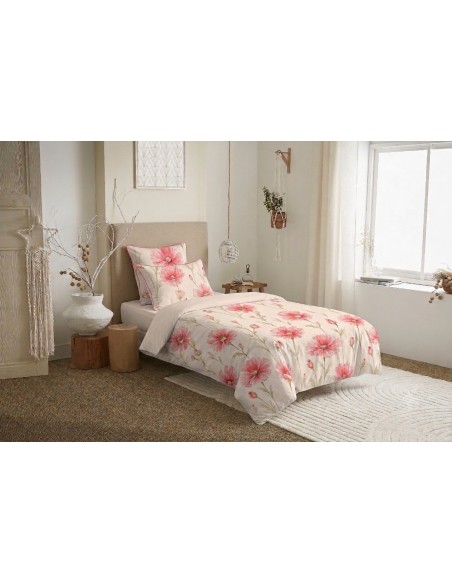 Pack housse de couette 140 x 200 réversible "Anaelle" 4 pièces pour lit 90 x 190