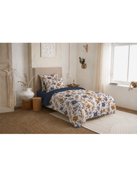 Pack housse de couette 140 x 200 réversible "Anaelle" 4 pièces pour lit 90 x 190