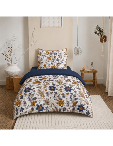 Pack housse de couette 140 x 200 réversible "Anaelle" 4 pièces pour lit 90 x 190