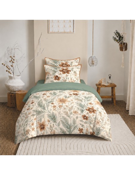 Pack housse de couette 140 x 200 réversible "Anaelle" 4 pièces pour lit 90 x 190