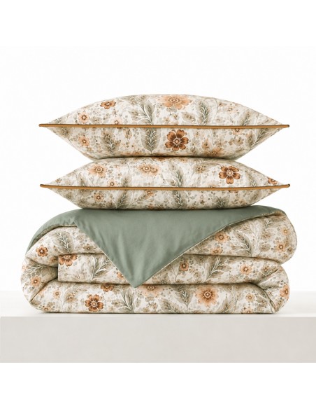 Pack housse de couette 140 x 200 réversible "Anaelle" 4 pièces pour lit 90 x 190
