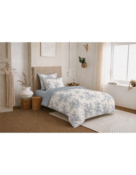 Pack housse de couette 140 x 200 réversible "Anaelle" 4 pièces pour lit 90 x 190