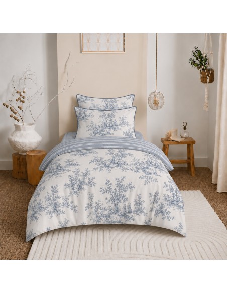 Pack housse de couette 140 x 200 réversible "Anaelle" 4 pièces pour lit 90 x 190