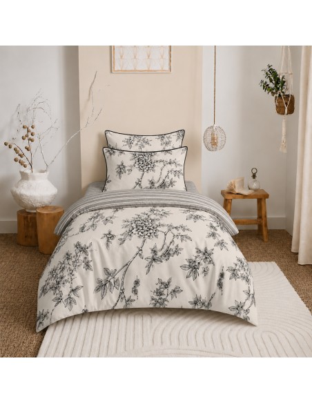 Pack housse de couette 140 x 200 réversible "Anaelle" 4 pièces pour lit 90 x 190