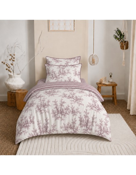 Pack housse de couette 140 x 200 réversible "Anaelle" 4 pièces pour lit 90 x 190