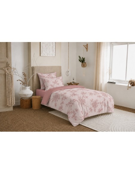 Pack housse de couette 140 x 200 réversible "Anaelle" 4 pièces pour lit 90 x 190