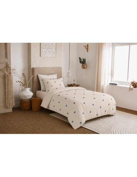 Pack housse de couette 140 x 200 réversible "Anaelle" 4 pièces pour lit 90 x 190
