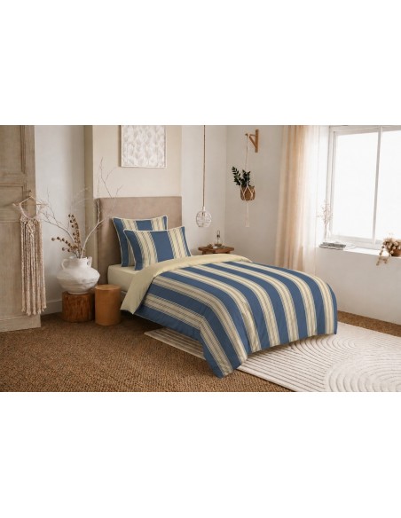 Pack housse de couette 140 x 200 réversible "Anaelle" 4 pièces pour lit 90 x 190