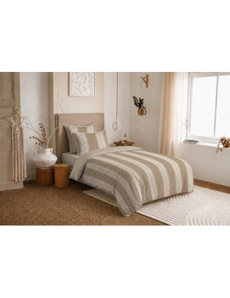 Pack housse de couette 140 x 200 réversible "Anaelle" 4 pièces pour lit 90 x 190