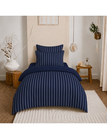 Pack housse de couette 140 x 200 réversible "Anaelle" 4 pièces pour lit 90 x 190