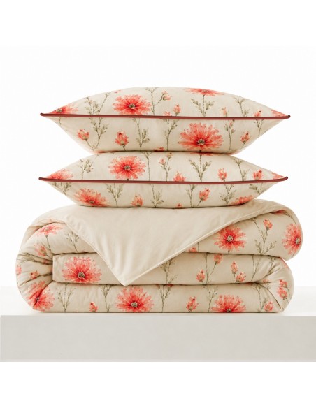 Pack housse de couette 240 x 220 réversible "Anaelle" 6 pièces pour lit 140 x 190