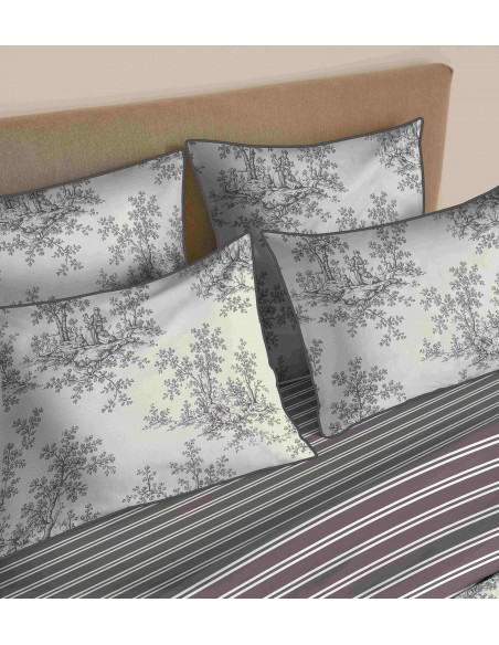 Pack housse de couette 240 x 220 réversible "Anaelle" 6 pièces pour lit 140 x 190