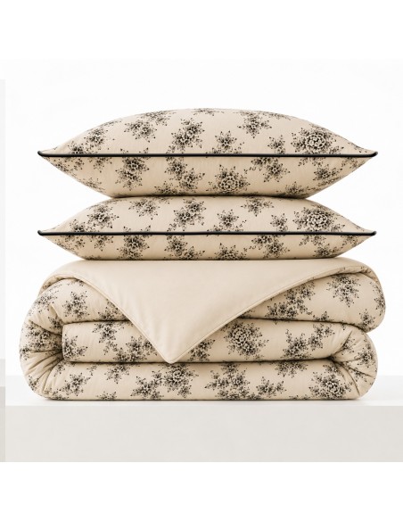 Pack housse de couette 240 x 220 réversible "Anaelle" 6 pièces pour lit 140 x 190