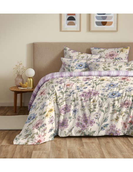 Pack housse de couette 240 x 220 réversible "Anaelle" 6 pièces pour lit 140 x 190