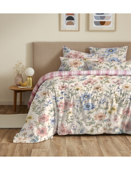 Pack housse de couette 240 x 220 réversible "Anaelle" 6 pièces pour lit 140 x 190