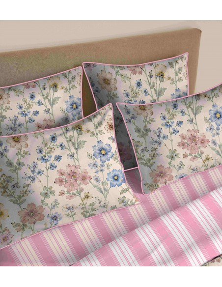 Pack housse de couette 240 x 220 réversible "Anaelle" 6 pièces pour lit 140 x 190