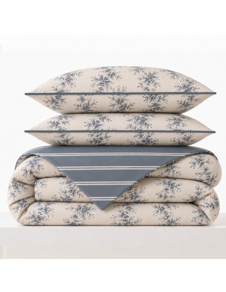 Pack housse de couette 240 x 220 réversible "Anaelle" 6 pièces pour lit 160 x 200