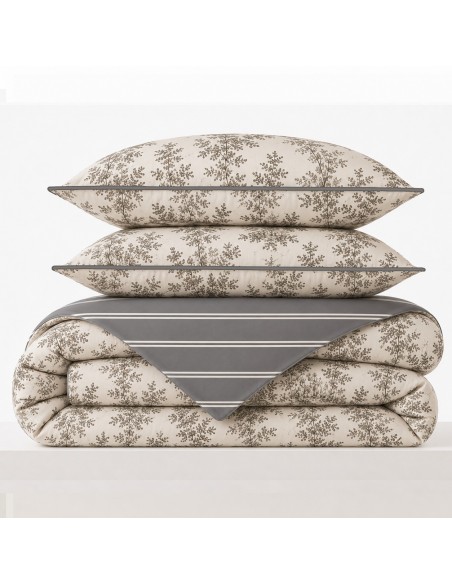 Pack housse de couette 260 x 240 réversible "Anaelle" 6 pièces pour lit 180 x 200